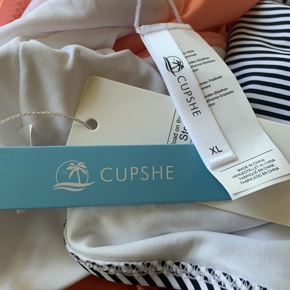 CUPSHE Pink and Stripe High Waisted Bikini Sets Sexy TankTop Swimsuit Two Pieces - Picture 8 of 8